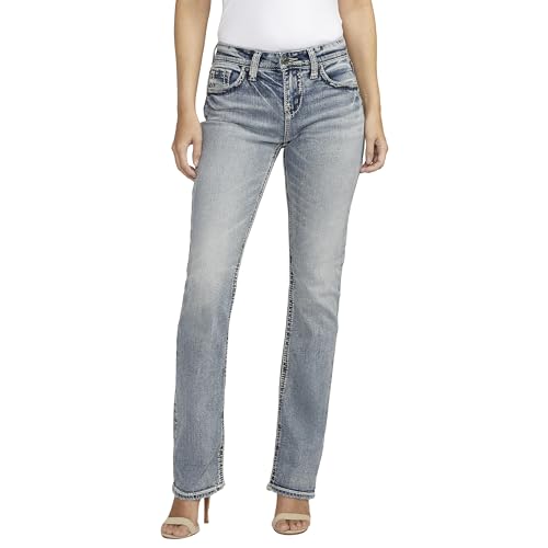 Silver Jeans Co. Damen Suki Curvy Fit High Rise Baby Bootcut Jeans, Light Wash Indigo, 28W x 31L von Silver Jeans Co.