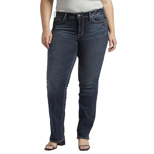 Silver Jeans Damen Suki Curvy Fit Mid Rise Straight Leg Jeans, Dunkle Indigo-Spülung, 29W x 29L von Silver Jeans