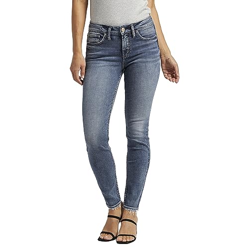 Silver Jeans Co. Damen Suki Mid Rise Skinny Jeans, Dark Wash Met, 30W x 31L von Silver Jeans Co.