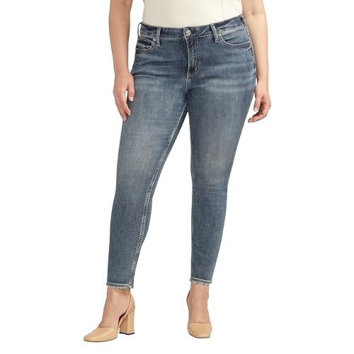 Silver Jeans Co. Damen Suki Mid Rise Skinny Übergröße Jeans, Dunkle Waschung Edk358, 54 Mehr Kurz von Silver Jeans Co.