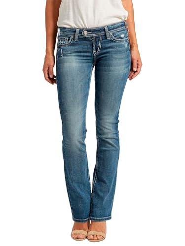 Silver Jeans Co. Damen Tuesday Low Rise Slim Bootcut Jeans, Mittlere Indigo-Waschung, 27W x 31L von Silver Jeans Co.