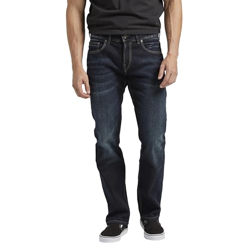 Silver Jeans Co. Herren Allan Slim Leg Jeans, dunkle Waschung, 36W / 30L von Silver Jeans Co.