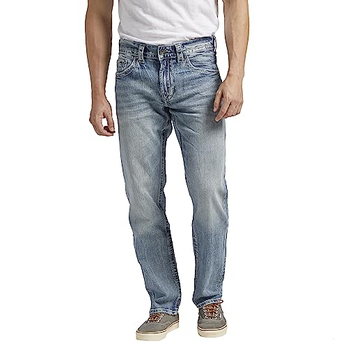 Silver Jeans Co. Herren Eddie Relaxed Fit Tapered Leg Jeans, Medium Indigo, 33W / 32L von Silver Jeans