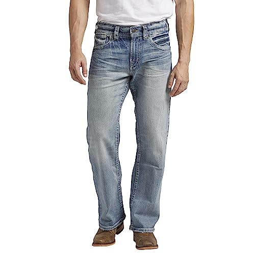Silver Jeans Co. Herren Gordie geradem Bein, lockere Passform Jeans, Light Wash Indigo, 32W / 32L von Silver Jeans Co.