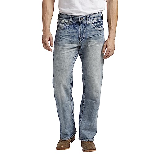 Silver Jeans Herren Gordie Loose Fit Straight Leg Jeans, Light Wash Indigo, 42W / 30L von Silver Jeans