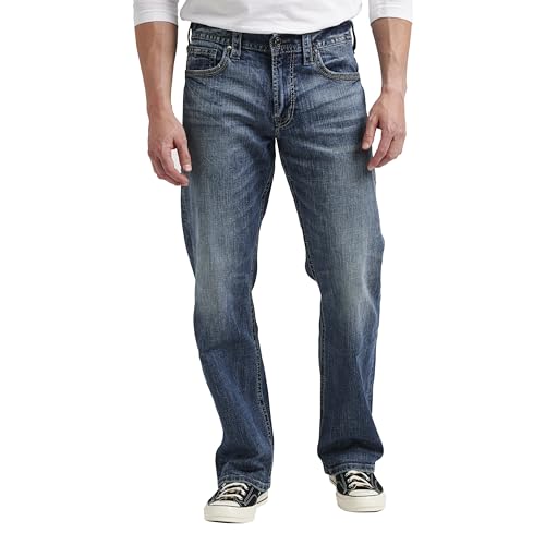 Silver Jeans Co. Herren Gordie geradem Bein, lockere Passform Jeans, Medium Vintage, 33W / 30L von Silver Jeans Co.