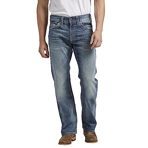 Silver Jeans Co. Herren Jeans Zac Relaxed Fit Straight Leg Jeans - Blau - 36W / 34L von Silver Jeans