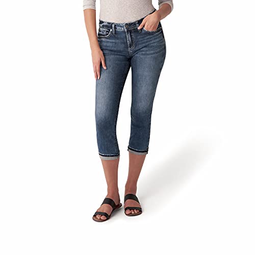 Silver Jeans Co. Damen Elyse Mid Rise Capri Jeans, Dark Power Stretch, Größe 50-52 von Silver Jeans Co.