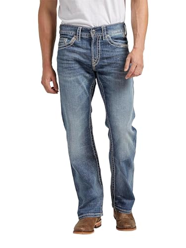 Silver Jeans Co. Men's Zac Relaxed Fit Straight Leg Jeans, Light Indigo, 33W x 32L von Silver Jeans