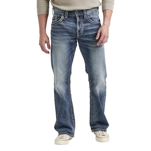 Silver Jeans Co. Men's Zac Relaxed Fit Straight Leg Jeans, Light Indigo, 33W x 32L von Silver Jeans Co.