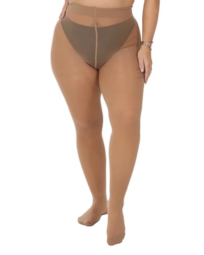 20 Denier Strumpfhose in Übergröße, Größen von XL bis 5XL, hergestellt in Italien, Nostalgisch Natur, 5XL Plus von Silver Legs