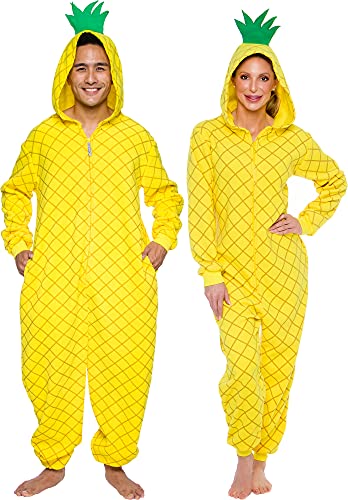 Funziez! Slim Ananas und Avocado Erwachsene Onesie Essen Halloween Kostüm Einteiler Cosplay Anzug für Erwachsene Frauen Männer, Ananas, M von Funziez!