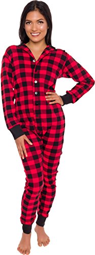 Silver Lilly Damen Pyjama-Set aus Baumwolle (schwarz/weiß kariert), Rot/Schwarz kariert, Small von Silver Lilly