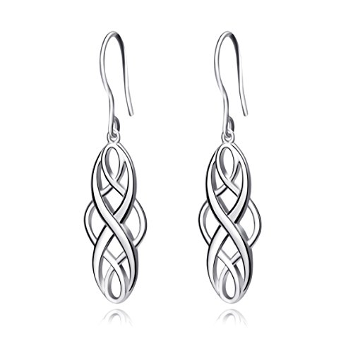 Damen Ohrringe Sterling Silber Keltischer Knoten Hängende Tropfenohrringe Schmuck Geschenke für Damen Mädchen (Keltische Silberohrringe) von Silver Mountain