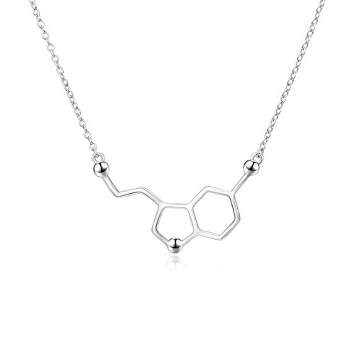 Serotonin Molekül Kette mit Anhänger Halskette aus 925 Sterling Silber Chemie schmuck Glück Halskette Serotonin Molekül Kette mit Anhänger Halskette aus 925 Sterling Silber Chemie schmuck Glück Halskette von Silver Mountain