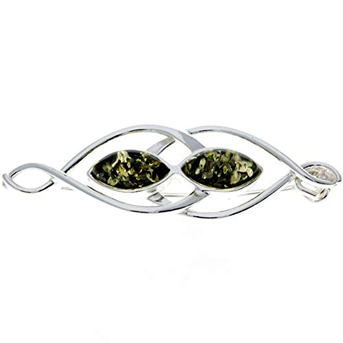 Brosche aus echtem baltischen Bernstein und Sterlingsilber – M810, Sterling-Silber, Bernstein von SilverAmber Jewellery UK