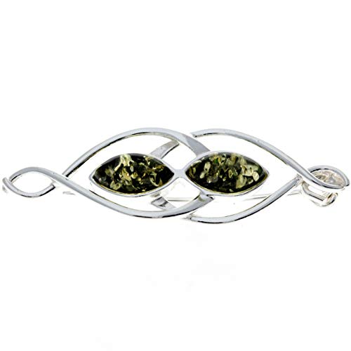 Brosche aus echtem baltischen Bernstein und Sterlingsilber – M810, Sterling-Silber, Bernstein von SilverAmber Jewellery
