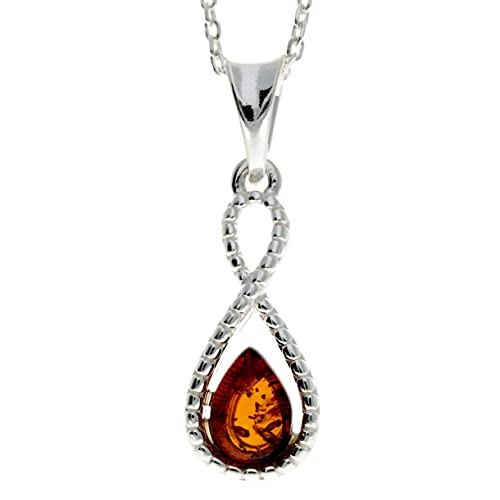 Echter baltischer Honig Bernstein & Sterling Silber Unendlichkeit Anhänger ohne Kette - GL393C von SilverAmber Jewellery UK