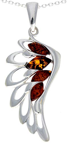 Engelsflügel Anhänger aus baltischem Bernstein und Sterling Silber ohne Kette - GL367C von SilverAmber Jewellery UK