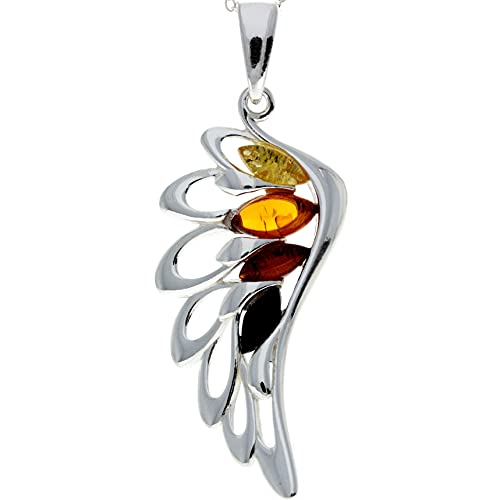 Engelsflügel Anhänger aus baltischem Bernstein und Sterling Silber ohne Kette - GL367M2 von SilverAmber Jewellery UK