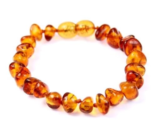 Silver Amber Jewellery UK neu baltischer bernstein Fußkettchen oder Armband - Handgefertigte 100% echte Bernsteinperlen - Premium-Qualität - Größen 12-25 cm (17 CM) von SilverAmber Jewellery UK