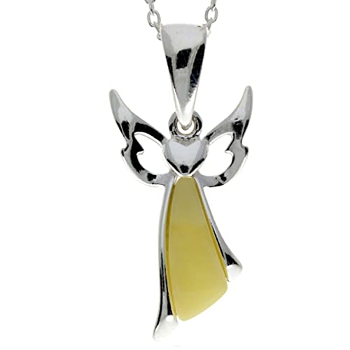 SilverAmber Jewellery - Echter baltischer Cremefarbener Bernstein & Sterling Silber Engel Anhänger ohne Kette – GL2008L von SilverAmber Jewellery