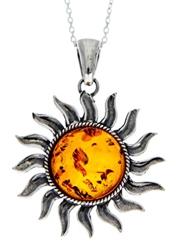 Anhänger Sterling-Silber 925 Cognac Baltischer Bernstein groß Sonne Stern ohne Kette 1753 von SilverAmber Jewellery