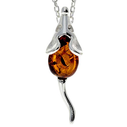 Anhänger kleine Maus Sterling-Silber 925 cognac baltischer Bernstein - Gl2009C von SilverAmber Jewellery