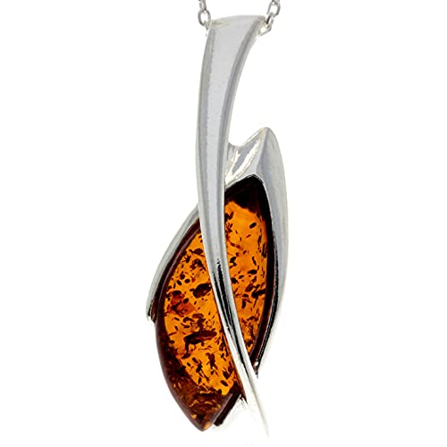 Anhänger ohne Kette Sterling-Silber 925 Cognac Baltischer Bernstein GL2014, Bernstein, von SilverAmber Jewellery