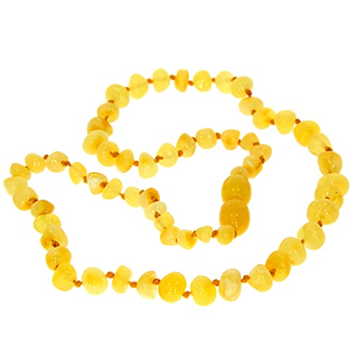 SilverAmber Jewellery Cremefarbener baltische Bernstein perlen Halskettet - Kettenlänge 36 cm - Erhältlich in verschiedenen Farben und Größen - NBARLEM36 von SilverAmber Jewellery