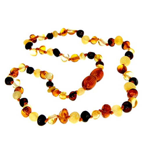 SilverAmber Jewellery Mehrfarbiger baltische Bernstein perlen Halskettet - Kettenlänge 70 cm - Erhältlich in verschiedenen Farben und Größen - NBARMIX70 von SilverAmber Jewellery