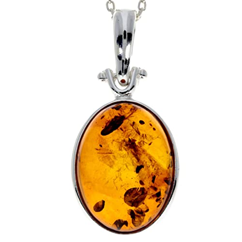 SilverAmber Jewellery Echter baltischer Bernstein in Cognac & klassischer Sterlingsilber-Anhänger ohne Kette – 1522C von SilverAmber Jewellery