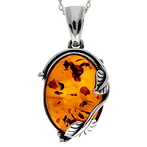 SilverAmber Jewellery Echter baltischer Bernstein in Cognac & klassischer Sterlingsilber-Anhänger ohne Kette - 359C von SilverAmber Jewellery