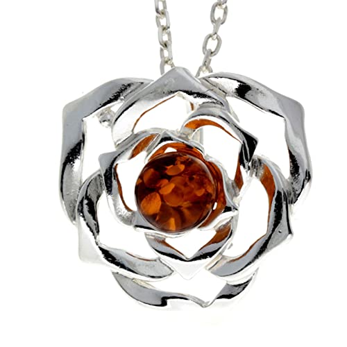 SilverAmber Jewellery Echter baltischer Bernstein in Cognac & moderner Anhänger aus Sterlingsilber ohne Kette - 670 von SilverAmber Jewellery