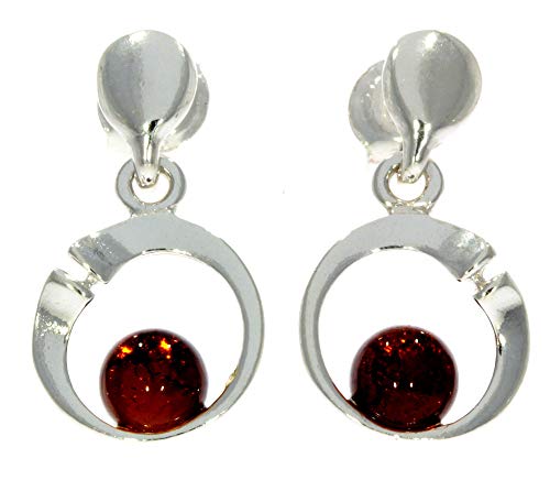 Ohrstecker Sterling-Silber 925 baltischer Bernstein Cognac GL147C von SilverAmber Jewellery