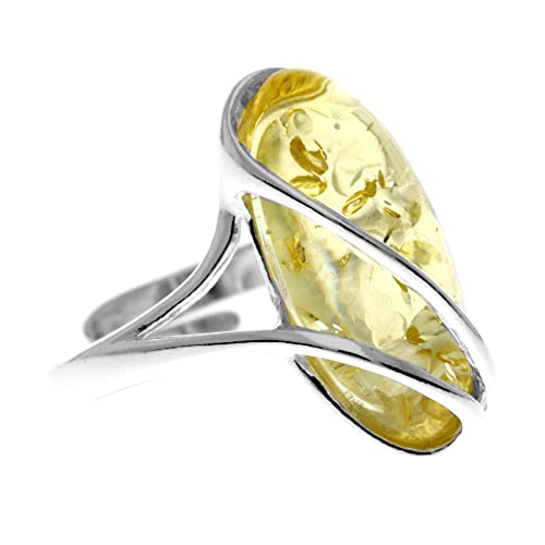 Ring GL423 Sterling-Silber 925 baltischer Bernstein verstellbar, Sterling Silber von SilverAmber Jewellery