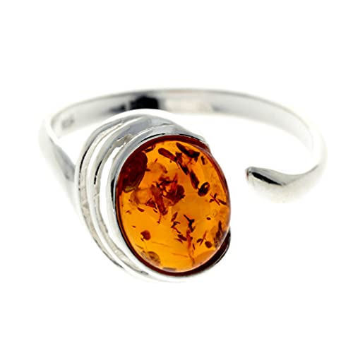 SilverAmber Damen - Ring Sterling - Silber 925 mit Bernstein GL433A Individuell Einstellbar von SilverAmber Jewellery