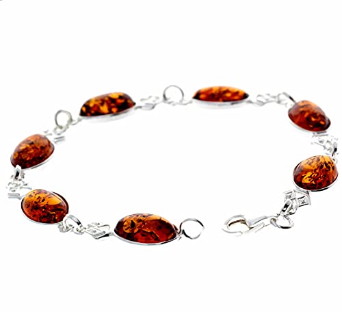 SilverAmber Jewellery - 925 Sterling Silber mit oval baltischem Honig Bernstein Armband - 19.5 cm - 3233C von SilverAmber Jewellery