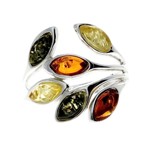 SilverAmber Jewellery - Designring aus 925 Sterling Silber und baltischem Bernstein mit vielen Steinen - M723, K, Silber, Bernstein SilverAmber Jewellery - Designring aus 925 Sterling Silber und baltischem Bernstein mit vielen Steinen - M723, K, Silber, Bernstein von SilverAmber Jewellery