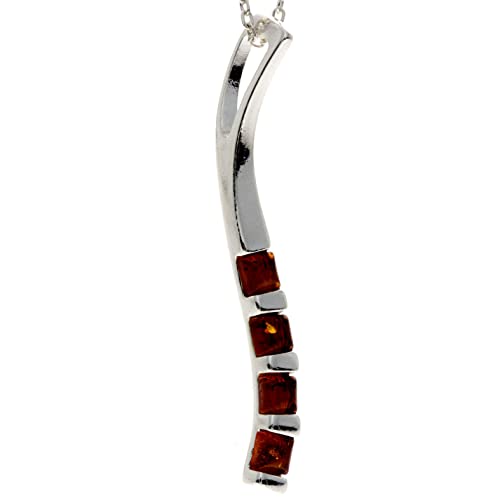 SilverAmber Jewellery Echter baltischer Bernstein in Cognac & moderner Anhänger aus Sterlingsilber ohne Kette - GL2021C von SilverAmber Jewellery