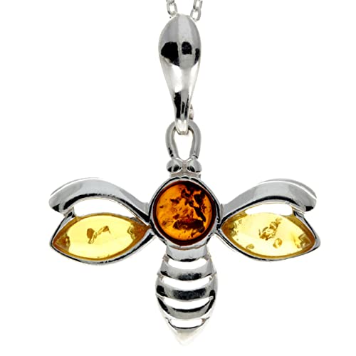 SilverAmber Jewellery - Echter baltischer Cremefarbener Bernstein & Sterling Silber Biene Anhänger ohne Kette – GL358M von SilverAmber Jewellery