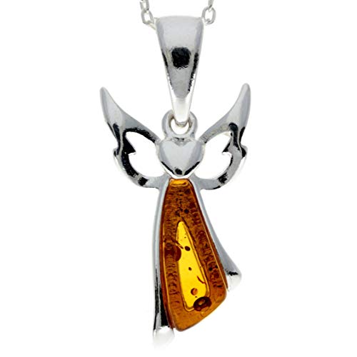 SilverAmber Jewellery - Echter baltischer Honig Bernstein & Sterling Silber Engel Anhänger ohne Kette – GL2008C von SilverAmber Jewellery
