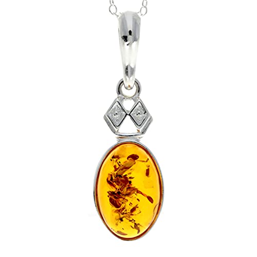 SilverAmber Jewellery - Echter baltischer Honig Bernstein & Sterling Silber klassischer Anhänger ohne Kette - 1954C von SilverAmber Jewellery