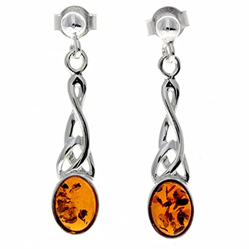 SilverAmber Jewellery UK - 925 Sterling Silber mit baltischer Honig Bernstein - baumelnde Ohrringe - 8007C von SilverAmber Jewellery