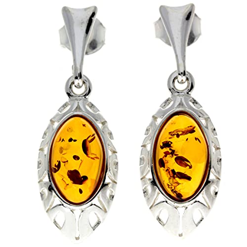 SilverAmber Jewellery UK - 925 Sterling Silber mit baltischer Honig Bernstein - baumelnde Ohrringe - GL191C von SilverAmber Jewellery