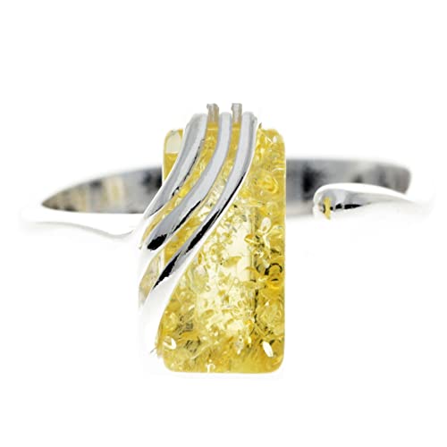 SilverAmber Jewellery - Verstellbarer ringe aus 925er Sterlingsilber und rechteckiger baltischem Zitrone Bernstein - GL418HA von SilverAmber Jewellery