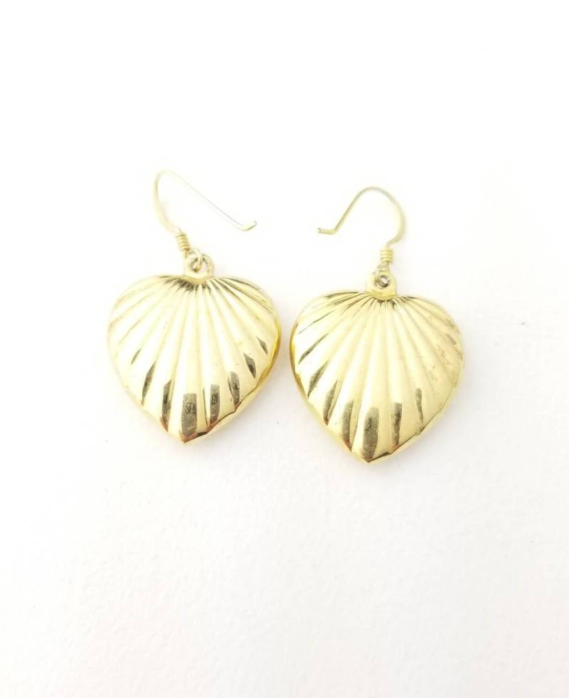 Ausgefallene Vintage Sterling Silber Ausgebogten Hohlen Herz Gold Ton Baumeln Ohrringe Ausgefallene Vintage Sterling Silber Ausgebogten Hohlen Herz Gold Ton Baumeln Ohrringe von SilverAppleGalleries