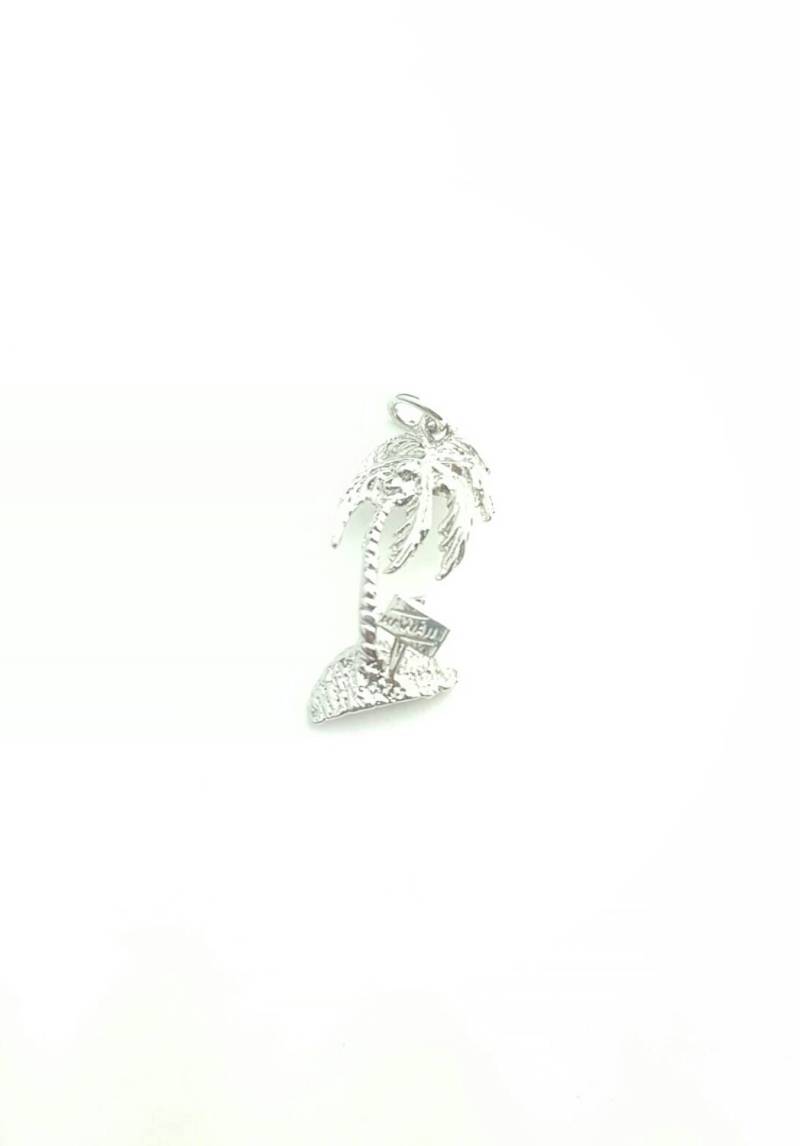 Charmante Vintage Silber Legierung Hawaii Palme Mit Zeichen Verlassene Insel Charme von SilverAppleGalleries