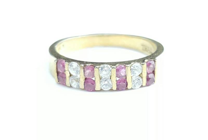 Vintage Gold Ton Sterling Silber Rubin Und Edelstein Ring - Größe 5, 75 von SilverAppleGalleries
