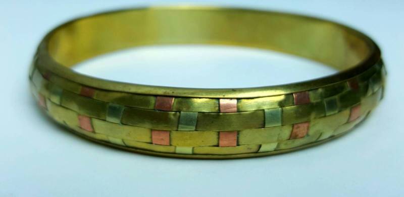 Vintage Handwerker Armreif Aus Gewebtem Kupfer Und Messing von SilverAppleGalleries